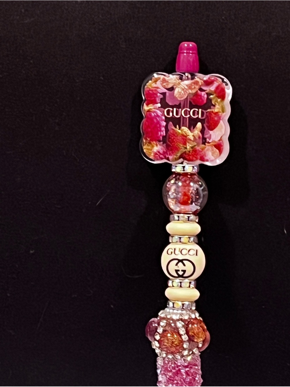 Rare Gucci berry acrylic focal fancy beaded pen